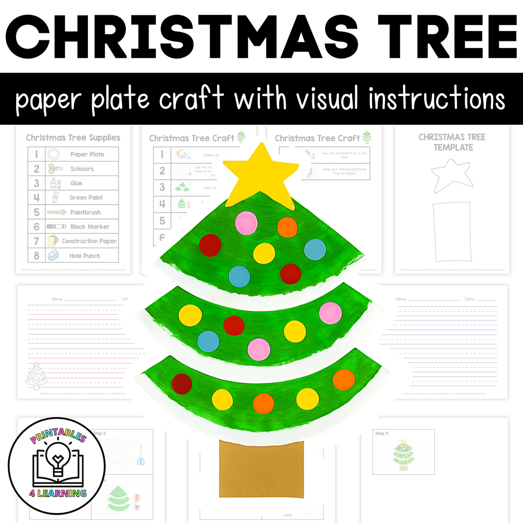 Christmas Tree Paper Plate Craft with Visual Instructions