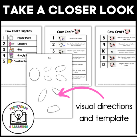 Cow Paper Plate Craft with Visual Instructions