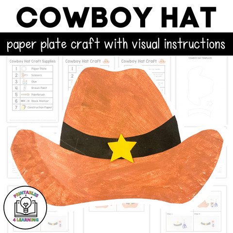 Cowboy Hat Paper Plate Craft with Visual Instructions