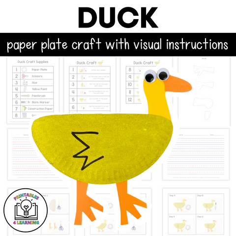Duck Paper Plate Craft with Visual Instructions