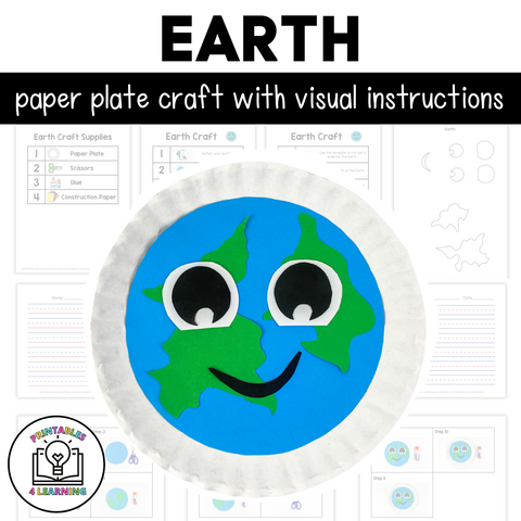 Earth Paper Plate Craft with Visual Instructions