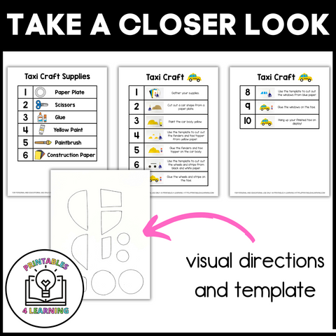 Taxi Paper Plate Craft with Visual Instructions