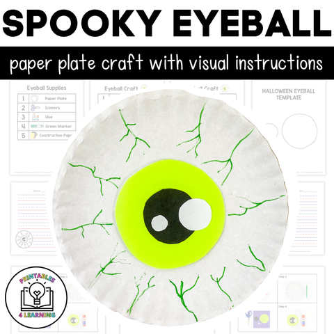 Halloween Eyeball Paper Plate Craft with Visual Instructions