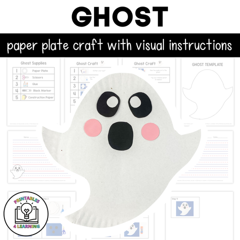 Ghost Paper Plate Craft with Visual Instructions