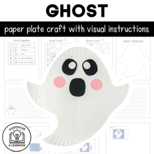 Load image into Gallery viewer, Ghost Paper Plate Craft with Visual Instructions
