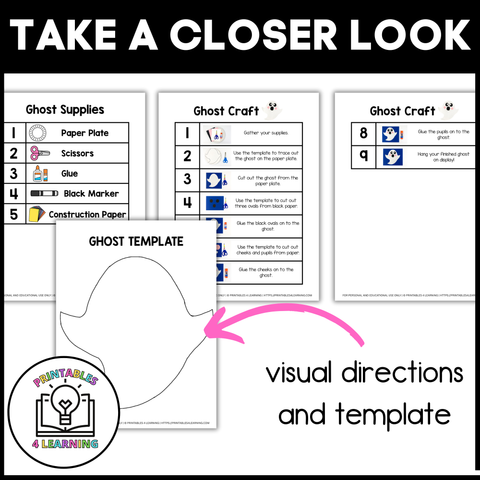 Ghost Paper Plate Craft with Visual Instructions
