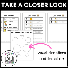 Load image into Gallery viewer, Halloween Owl Paper Plate Craft with Visual Instructions
