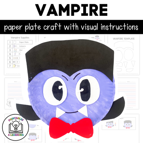 Vampire Paper Plate Craft with Visual Instructions