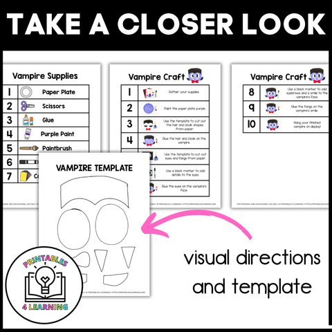 Vampire Paper Plate Craft with Visual Instructions