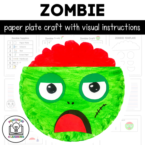 Zombie Paper Plate Craft with Visual Instructions