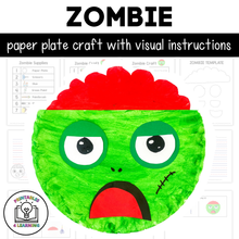 Load image into Gallery viewer, Zombie Paper Plate Craft with Visual Instructions

