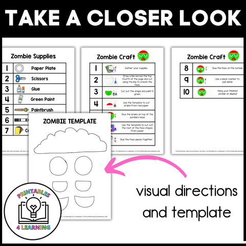 Zombie Paper Plate Craft with Visual Instructions