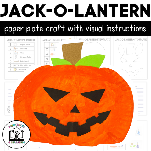 Jack-o'-Lantern Paper Plate Craft with Visual Instructions
