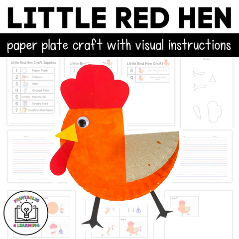 Little Red Hen Paper Plate Craft with Visual Instructions