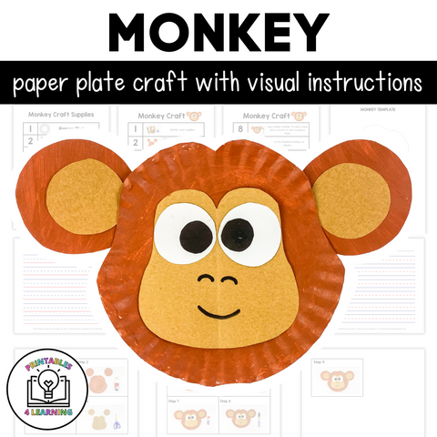 Monkey Paper Plate Craft with Visual Instructions