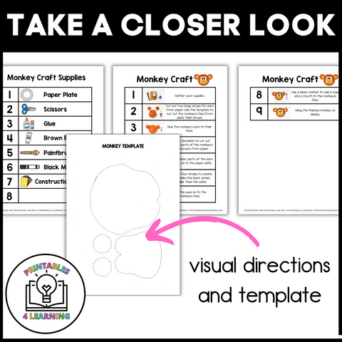 Monkey Paper Plate Craft with Visual Instructions