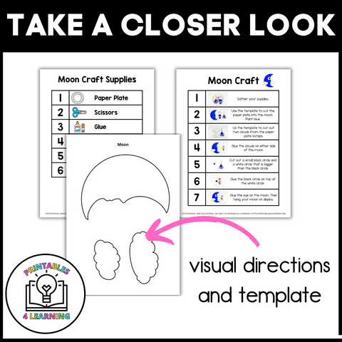 Moon Paper Plate Craft with Visual Instructions