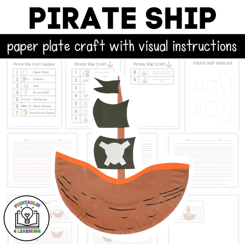 Pirate Ship Paper Plate Craft with Visual Instructions