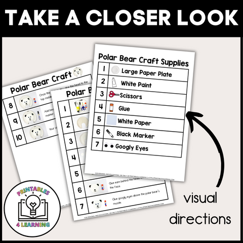 Polar Bear Paper Plate Craft with Visual Instructions