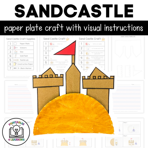 Sand Castle Paper Plate Craft with Visual Instructions