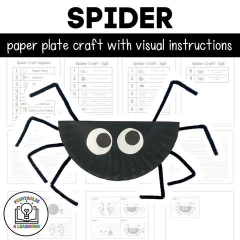 Spider Paper Plate Craft with Visual Instructions