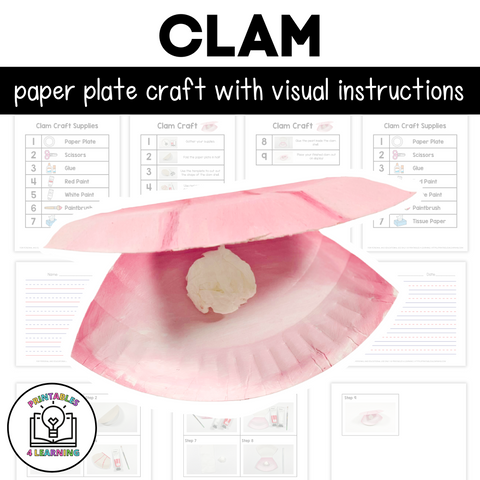 Clam Paper Plate Craft with Visual Instructions