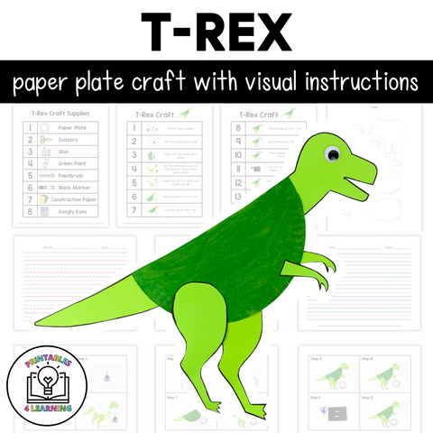 T-Rex Paper Plate Craft with Visual Instructions