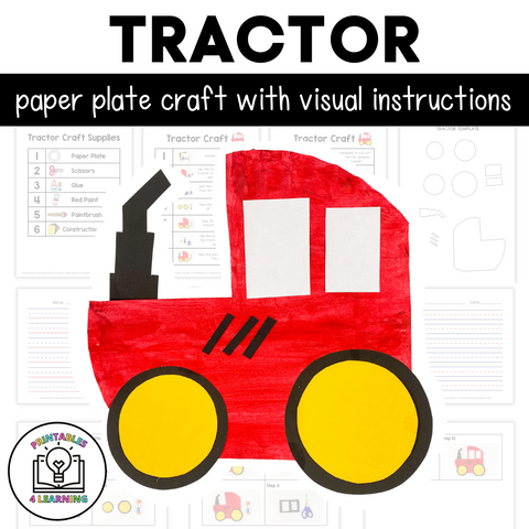 Tractor Paper Plate Craft with Visual Instructions