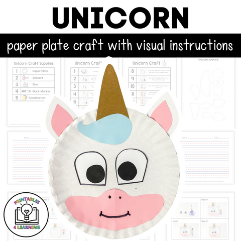 Unicorn Paper Plate Craft with Visual Instructions