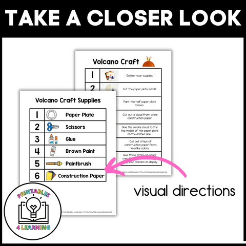 Volcano Paper Plate Craft with Visual Instructions