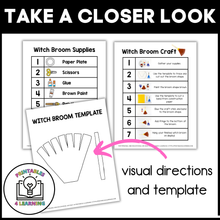 Load image into Gallery viewer, Witch Broom Paper Plate Craft with Visual Instructions
