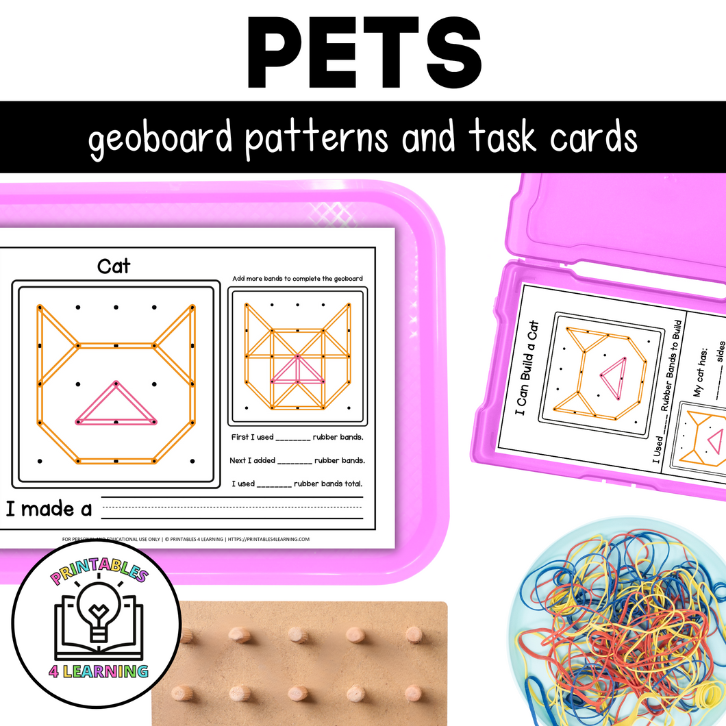 Pet Geoboards | Task Cards and Full Page Geoboard Activities