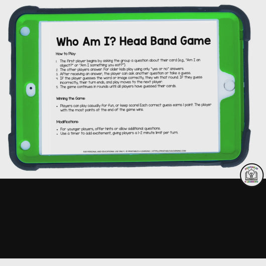 video of the grassland animals who am I headband game printable that shows the features of the PDF as well as buyer reviews.