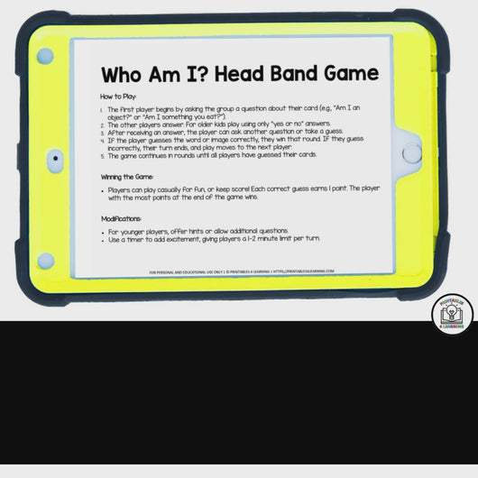 video of the printable who am I headbands game: rainforest edition that shows what is included within the PDF as well as buyer reviews.