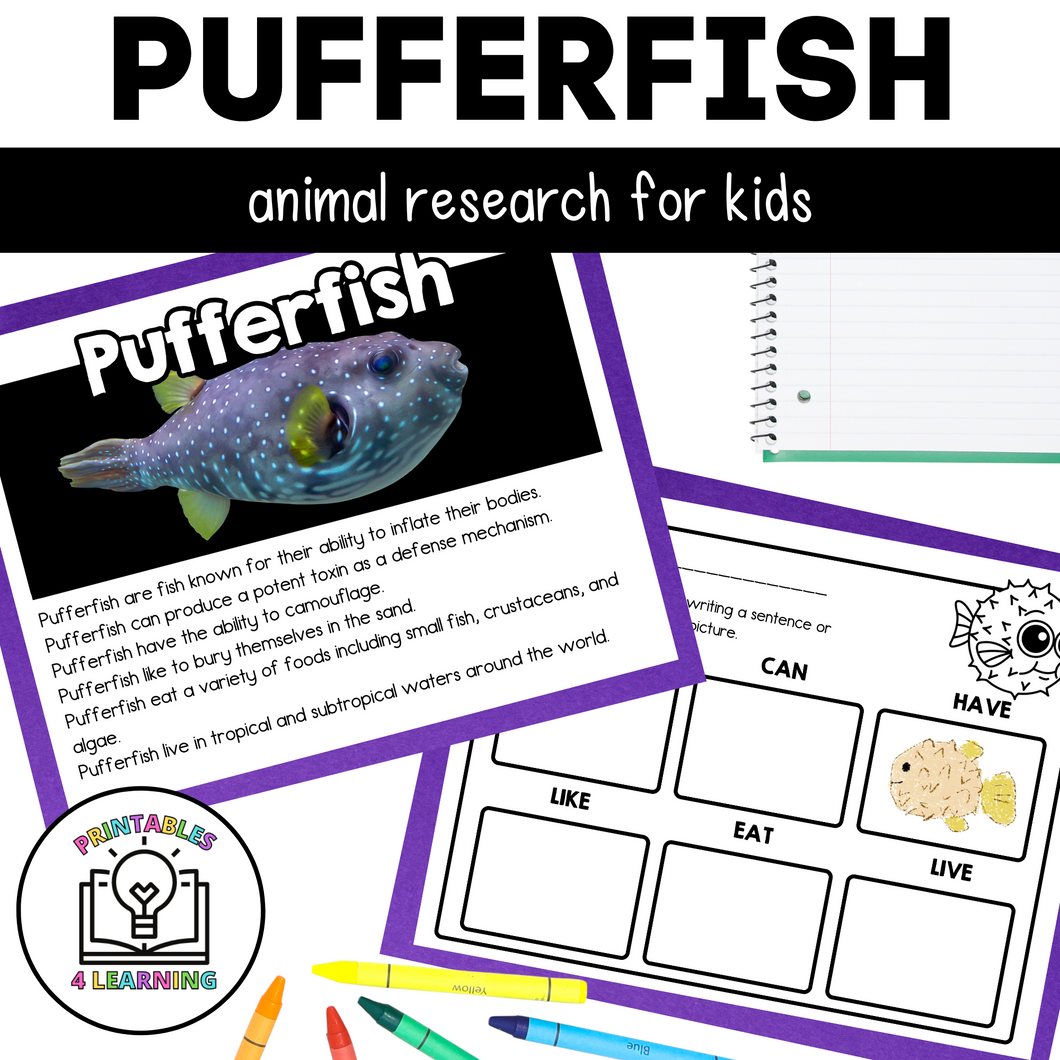 Pufferfish Animal Study for Kids