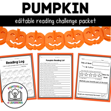 Load image into Gallery viewer, Editable Reading Log: Pumpkin Books for Kids with Parent Handout
