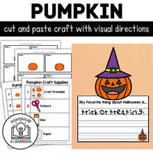 Load image into Gallery viewer, Halloween Pumpkin with Witch Hat Cut and Paste Craft with Visual Directions
