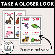 Load image into Gallery viewer, Rainforest Animal Movement Cards for Brain Break Activities
