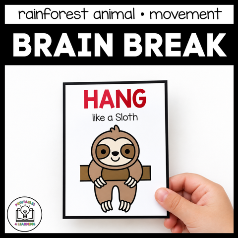 Rainforest Animal Movement Cards for Brain Break Activities