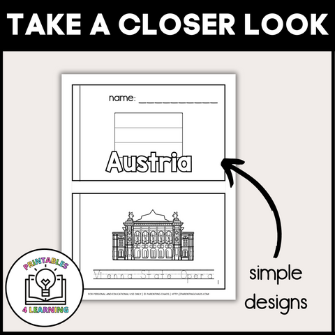 Austria Color and Trace Book for Kids