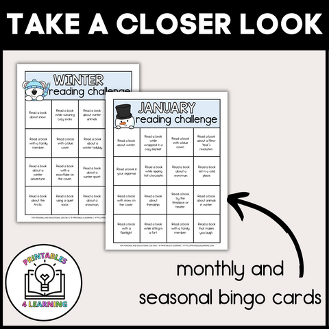 Reading BINGO - Monthly and Seasonal Reading Logs
