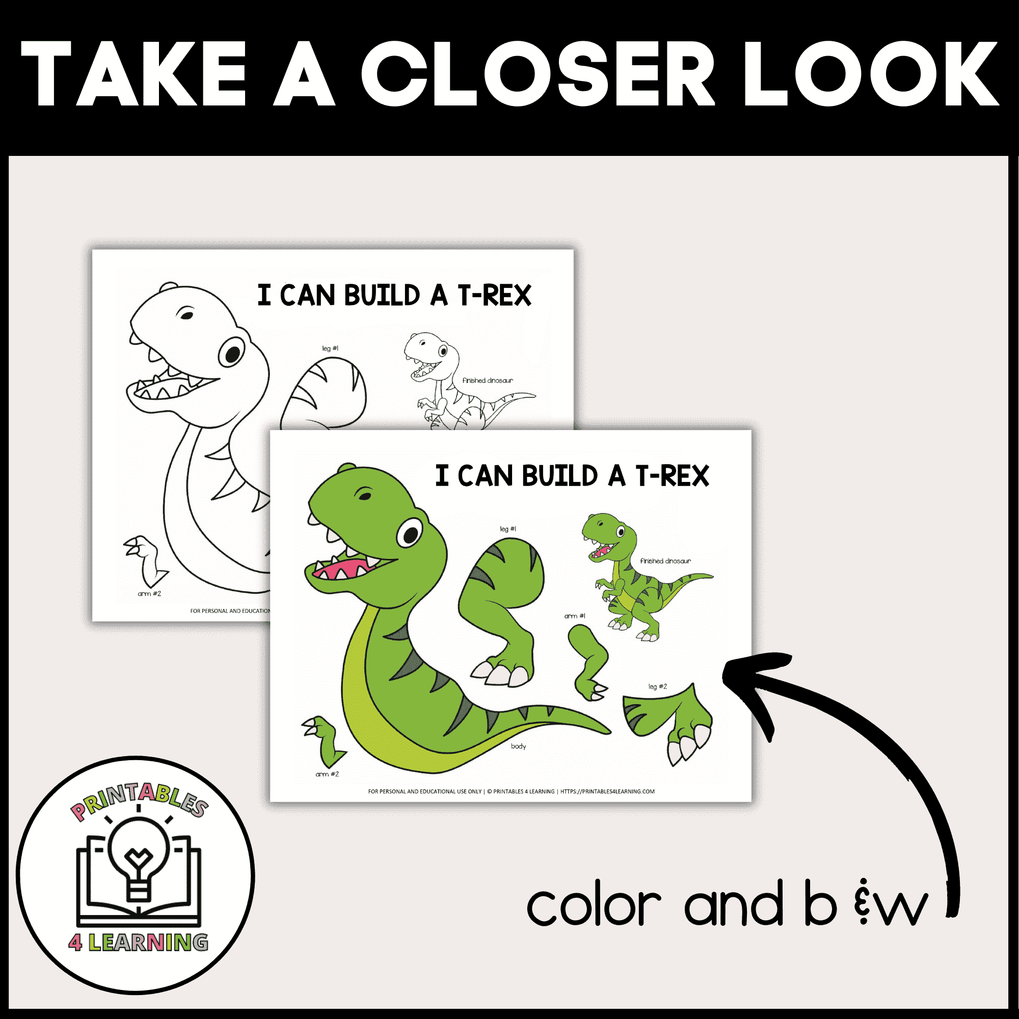 roll-and-build-a-dinosaur-9-cut-and-paste-crafts for Free Printable Pin The Tail On The Dinosaur Roll and Build a Dinosaur - 9 Cut and Paste Crafts for Free Printable Pin The Tail On The Dinosaur