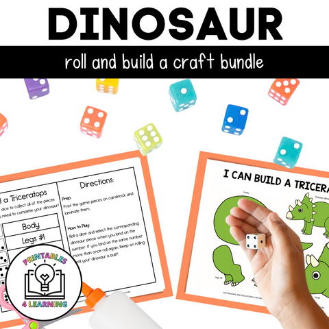 Roll and Build a Dinosaur - 9 Cut and Paste Crafts