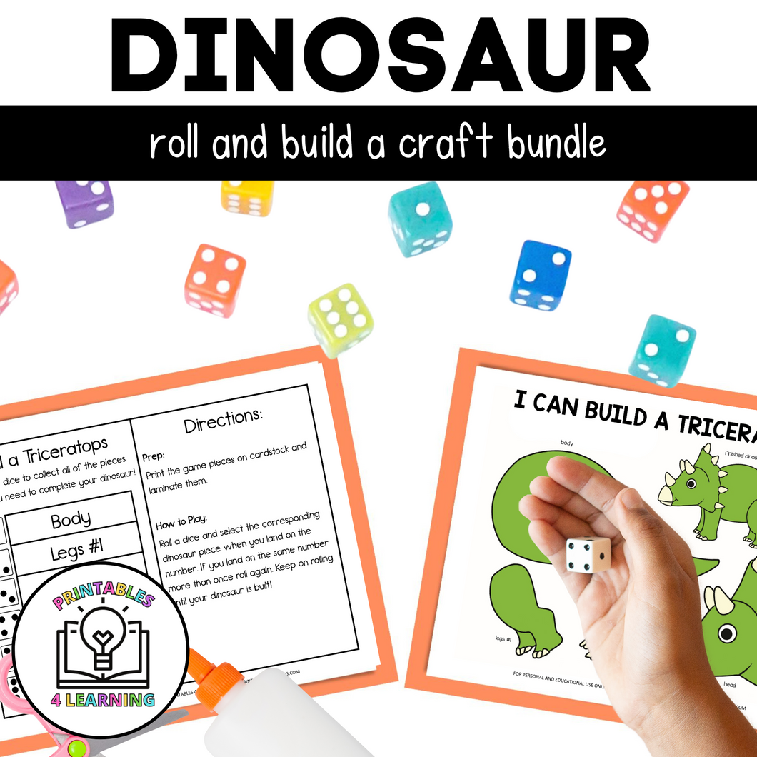 Roll and Build a Dinosaur - 9 Cut and Paste Crafts