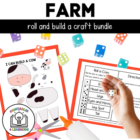 Roll and Build a Farm Animal - 9 Cut and Paste Crafts