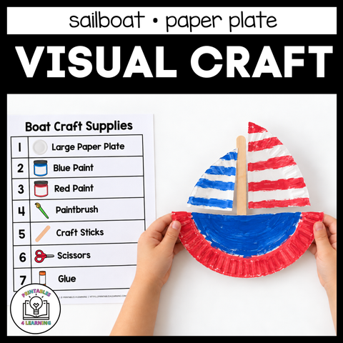 Sailboat Paper Plate Craft with Visual Instructions