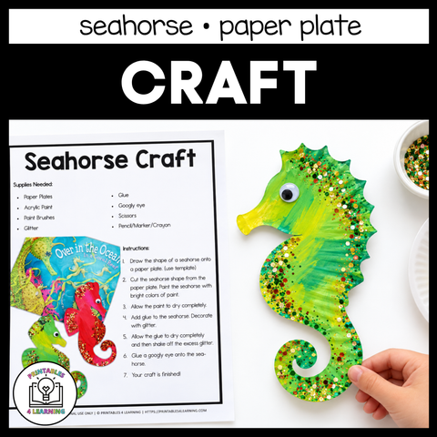 Seahorse Paper Plate Craft with Templates
