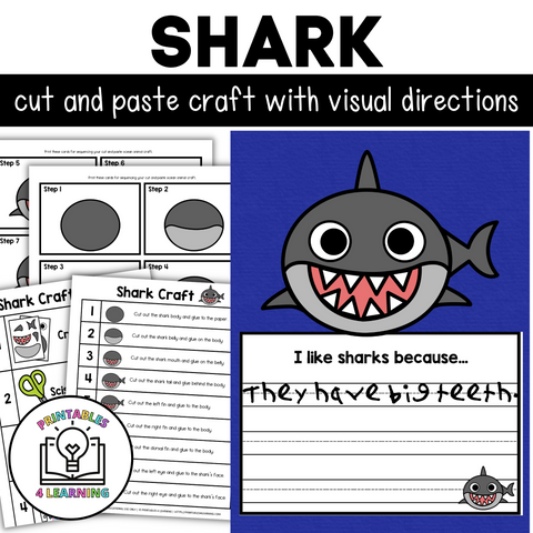 Shark Cut and Paste Craft with Visual Directions