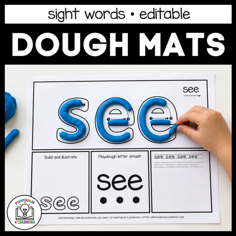 Editable Sight Words Play Dough Mats