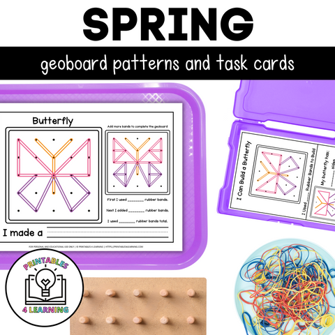 Spring Geoboards | Task Cards and Full Mat Geoboard Activities